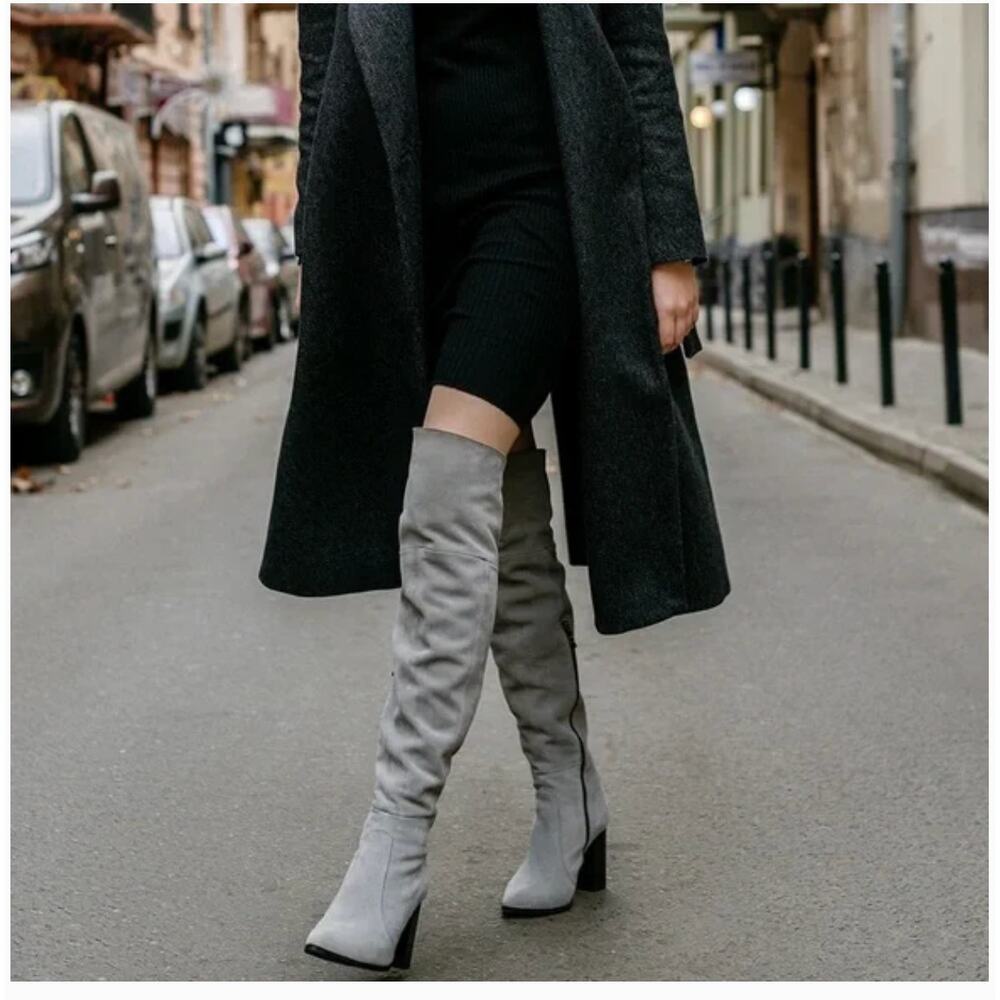 Sam Edelman Circus Vivica Over Knee Boots 8.5 NWT Gray Ankle Booties Tall OTK